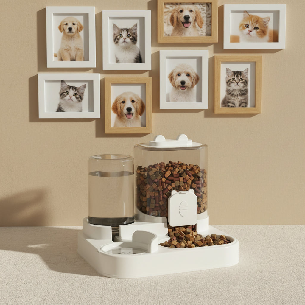 Comedero Automático con Fuente de Agua para Perros y Gatos — ¡Todo en Uno!🐶🐱